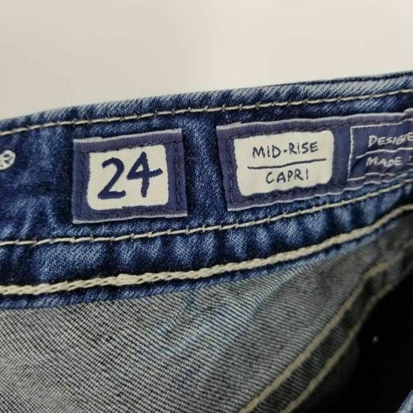 Miss Me Women Mid Rise Capri Jeans Blue Stretch 24 - Picture 9 of 11